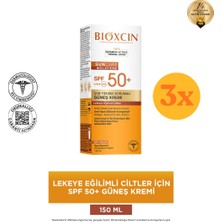 Bioxcin Sun Care Melatone Lekeli Ciltler Için 150 ml 50 Faktör Güneş Kremi - 3 Adet (450 Ml) - Dezenfektan Hediyeli (%72 Alkol)