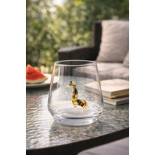 Crystal Passion El Yapımı Cam Zürafa Desenli Figürlü Bardak Şeffaf Dekoratif Cam Su Bardağı