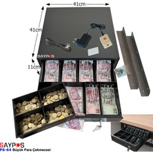Saypos Butonlu ve Askılı (Takım Halinde) 6 Kağıt Para Gözlü Gizli Hazneli Büyük Para Çekmecesi 41X41X11CM