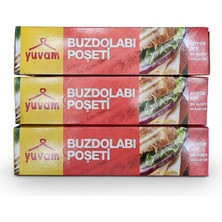 Yuvam Büyük Boy Buzdolabı Poşeti 3'lü Fırsat Paketi (Toplam 60 Adet) Büyük Boy 30X45 cm
