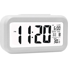 Marsilyan Akıllı Dijital Masa Saati Alarmlı Karanlık Sensörlü Fotoselli Beyaz