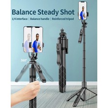 Bluetooth Kumandalı 153CM Tripod Selfie Çubuğu, Gopro Uyumlu, 360° Pan Kolu