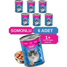 Hobi Maxicat Somonlu Yetişkin Kedi Konservesi 400 gr x 6 Adet - Omega Destekli, Tam ve Dengeli Mama