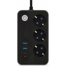 Wess Pd 20W Akım Korumalı Çoklu Priz | 2500W Güç | USB & Type-C Hızlı Şarjlı | Anahtarlı Güç Uzatma Prizi