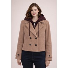 Şapkalı & Şapkasız Kullanıma Uygun Kısa Kadın Kaban