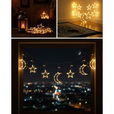 Shopwave Dekoratif Ay Yıldız Perde LED Işık Ortam Aydınlatma