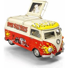 Hediyemio Dekoratif Metal Minibüs – Çerçeveli ve Kumbaralı Nostaljik Araba Dekoru