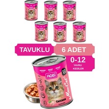 Hobi Maxicat Tavuklu Yavru Kedi Konservesi 400 gr x 6 Adet - Vitamin Destekli, Tam ve Dengeli Mama