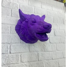 Rory Mor Renk 3D Kurt Başı Duvar Dekoru Asılabilir Maskot Heykel 25X19 cm