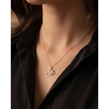 BG Jewellery Zirkon Taşlı Rose Kuğu 925 Ayar Kolye