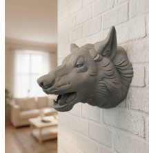 Rory Asılabilir Gri Kurt Heykeli Ev Ofis Duvar Süslemesi Dekoratif