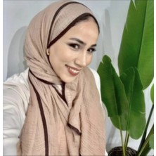 Modakaşmir Aminenesil Biyeli Müslin Şal Vizon Renk