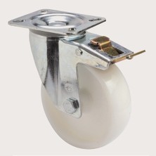 Uygur Frenli Tablalı Döner Tekerlek, Ø150 Mm, Beyaz, Pa, 180 kg