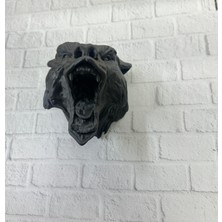 AK-SA-STR Ayı Tasarım Siyah 3D Duvar Heykeli