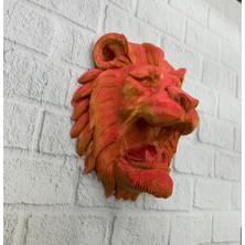 AK-SA-STR Özel Tasarım 3D Aslan Figürü Duvar Süsü Dekoratif Heykel 20X21 cm