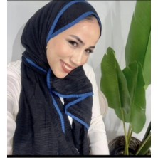 Modakaşmir Aminenesil Biyeli Müslin Şal Siyah Saks Renk