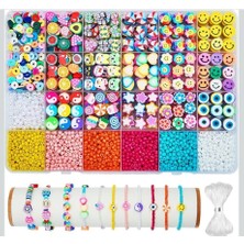 Yiğit Aksesuar Kum Boncuk, Inci Boncuk ve Fimo Figürleri Telefon Aksesuar Bileklik Kolye Yapımı Seti 100