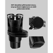 Rory 360° Döner Çiftli Bardak Tutucu ve Kablosuz Ambiyans LED Işık Araç Seti
