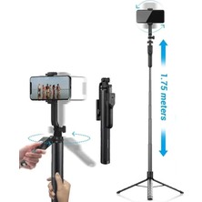 Bluetooth Kumandalı 175CM Tripod Selfie Çubuğu, Gopro Uyumlu, 360° Pan Kolu