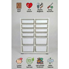 yabilmo %100 Mdf Gövde Kolay Minifix Bağlantı 12 Çekmece Çok Amaçlı Oyuncak Dolabı - 12 Sepetli Beyaz Dolap