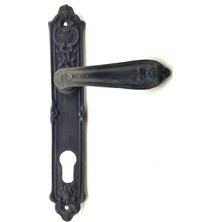 Karahanbey Antika Tarz Dekoratif Pirinç Çiçekli Oda Kapı Kolu - 240X40 Mm, Oksit