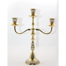 Ynt İthalat Pirinç Sedefli 3'lü Şamdan 19124