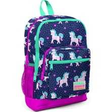 Coral High Kids Lacivert Unicorn Desenli Dört Bölmeli Okul Sırt Çantası 23467