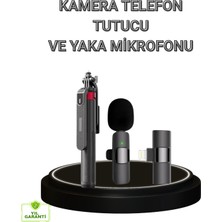 Yüksek Kaliteli Vlog ve Canlı Yayın Seti: Çift Yaka Mikrofon ve Tripodli Selfie Çubuğu