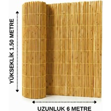 AYGHOME - 1.50X6 Metre Doğal Kamış Hasır - Misina Dokuma Bahçe Çiti ve Balkon Gölgeliği