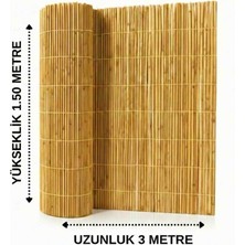 AYGHOME - 1.50X3 Metre Misina Örgülü Doğal Kamış Hasır - Paslanmaz Balkon Rüzgarlığı ve Gölgelik
