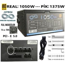 SHC4200 Aztech Atx 1050 1050W 80+Gold Atx Power Supply 14 cm Rgb LED Fanlı Moduler Psu Işıklı