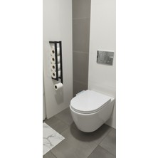 Rafadi Siyah Metal Duvara Monte Yedekli Tuvalet Wc Kağıtlığı Banyo Tuvalet Kağıtlığı Wc Kağıdı Askılığı