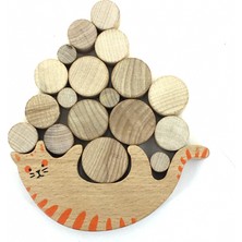 Soylu Ahşap Kedili Denge Oyunu Ahşap