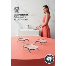 Epilons 3 Lü Ayaklı Sabunluk – Su Giderli Şeffaf Tasarım 12 x 9 cm Tezgah Üstü Kullanım
