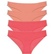 Royaleks 4 Adet Eko Set Likralı Kadın Slip Külot Pudra Fuşya