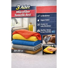 Manosta ( 3 Adet ) Iz Bırakmayan, Ultra Kaliteli 30X30 cm Mikforiber Temizlik Bezi, Mutfak Bezi, Tezgah Bezi
