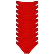 Royaleks 10 Adet Süper Eko Set Likralı Kadın Slip Külot Kırmızı