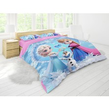 Sarel Elsa Frozen Animasyon Baskılı 3D Çift Kişilik Nevresim Takımı