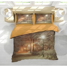 Sarel Kar Motif Baskılı 3D Çift Kişilik Nevresim Takımı