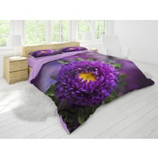 Sarel Mor Çiçek Desenli 3D Çift Kişilik Nevresim Takımı