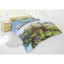 Sarel Minecraft Baskılı 3D Çift Kişilik Nevresim Takımı