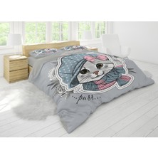 Sarel Sevimli Kedi Baskılı 3D Çift Kişilik Nevresim Takımı