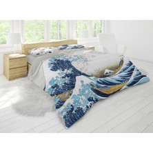 Sarel Deniz Dalgası Motifli 3D Çift Kişilik Nevresim Takımı