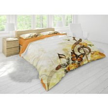 Sarel Müzik Motif Baskılı 3D Çift Kişilik Nevresim Takımı