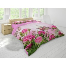 Sarel Kelebek Baskılı 3D Çift Kişilik Nevresim Takımı