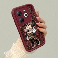 HONTINGA Tecno Spark 20 ile Uyumlu Kılıfı Düşüme Önleyici Basitlik Anti Düşme Kamera Korumali Mickey Minnie Desen Bordo Yumuşak Silikon Telefon Kılıfı K2-7208