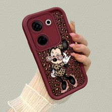 HONTINGA Tecno Camon 20 ile Uyumlu Kılıfı Düşüme Önleyici Basitlik Anti Düşme Kamera Korumali Mickey Minnie Desen Bordo Yumuşak Silikon Telefon Kılıfı K2-7208