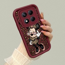 HONTINGA Xiaomi Redmi Note 14 Pro Plus ile Uyumlu Kılıfı Düşüme Önleyici Basitlik Anti Düşme Kamera Korumali Mickey Minnie Desen Bordo Yumuşak Silikon Telefon Kılıfı K2-7208