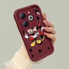 HONTINGA Infinix Smart 8 ile Uyumlu Kılıfı Düşüme Önleyici Basitlik Anti Düşme Kamera Korumali Mickey Minnie Desen Bordo Yumuşak Silikon Telefon Kılıfı K2-7209