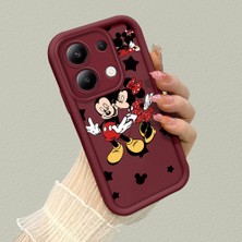HONTINGA Xiaomi Redmi Note 13 ile Uyumlu Kılıfı Düşüme Önleyici Basitlik Anti Düşme Kamera Korumali Mickey Minnie Desen Bordo Yumuşak Silikon Telefon Kılıfı K2-7209
